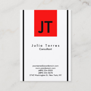 Modernes, trendy Schwarz-weißes Rotes Monogramm Visitenkarte