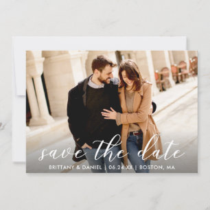 Modernes Trendy Script Couple Foto Save The Date
