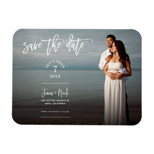 Modernes, trendy Script-Foto Save the Date Hochzei Magnet