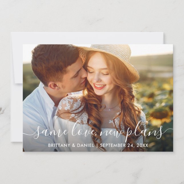 Modernes, trendy Script mit derselben Liebe Neue P Save The Date (Vorderseite)