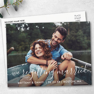 Modernes, trendy Script Save the Date heiraten Postkarte