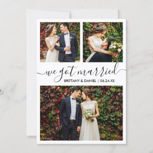 Modernes, trendy Script Wir Got Verheiratet 3 Foto Ankündigung