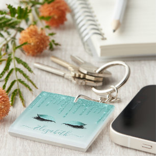 Modernes Trendy Stilvoll Aquamariner Glitzer Lashe Schlüsselanhänger