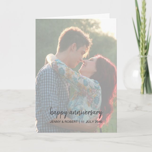 Modernes Trendy Stylish Script Foto Jubiläum Karte (Vorderseite)