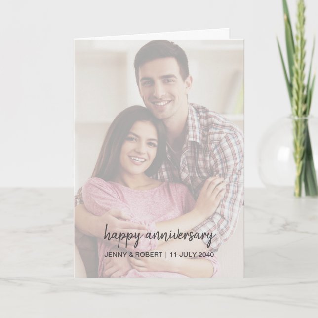 Modernes Trendy Stylish Script Foto Jubiläum Karte (Vorderseite)