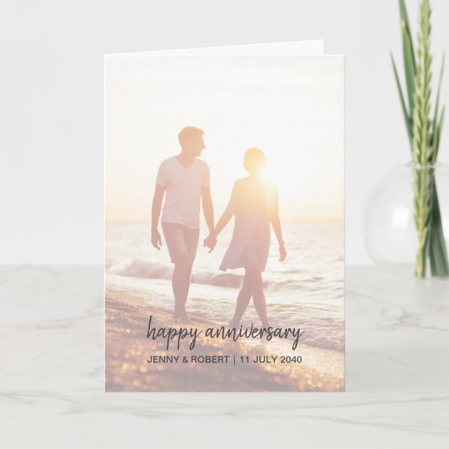 Modernes Trendy Stylish Script Foto Jubiläum Karte (Vorderseite)