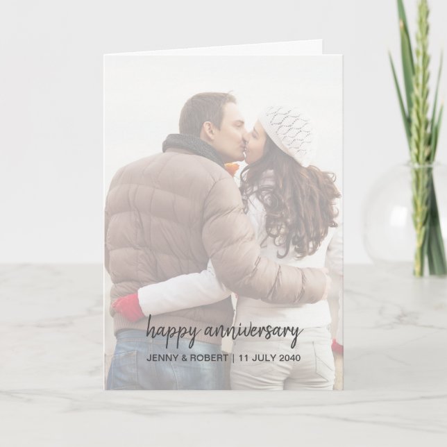 Modernes Trendy Stylish Script Foto Jubiläum Karte (Vorderseite)