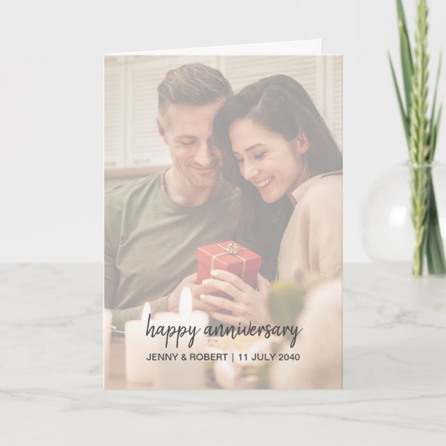 Modernes Trendy Stylish Script Foto Jubiläum Karte (Vorderseite)