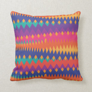 Modernes Tribal ZigZag Vibrant Colors Kissen