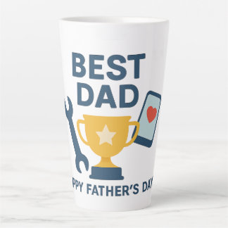 Modernes Trophy-Design "Bester Vater" - Happy Vate Milchtasse