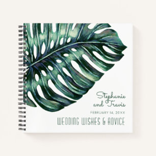 Modernes Tropical Palm Monstera Beach Guestbok Notizbuch