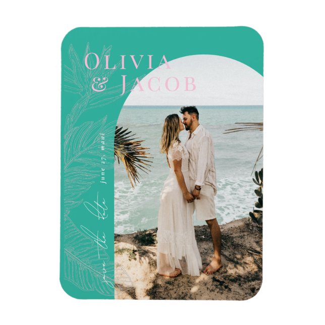 Modernes Tropical Save the Date Magnet (Vertikal)
