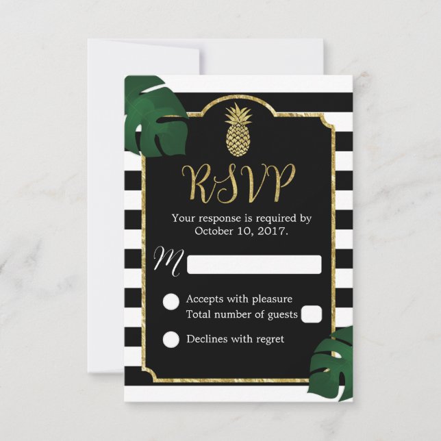 Modernes tropisches Ananas Hawaiian Wedding RSVP (Vorderseite)