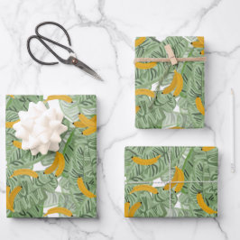 Modernes tropisches Bananengrün Geschenkpapier Set