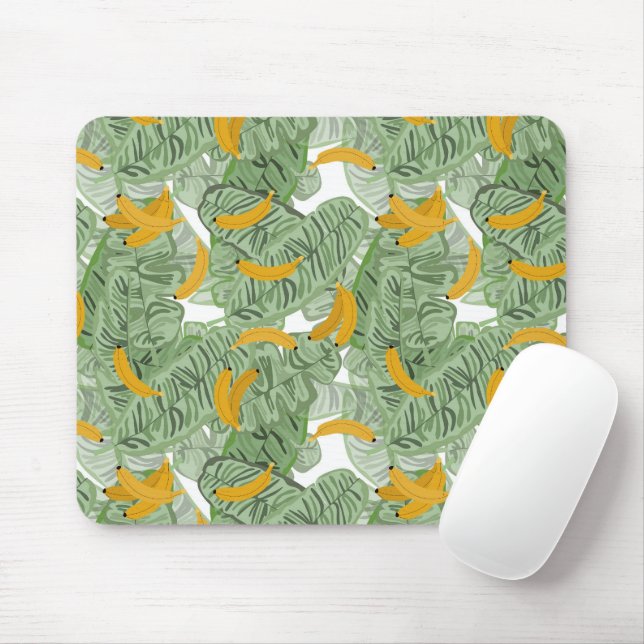 Modernes tropisches Bananengrün Mousepad (Mit Mouse)