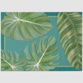 Modernes tropisches Jungle Leaf Aquamarin Blue Dec Seidenpapier