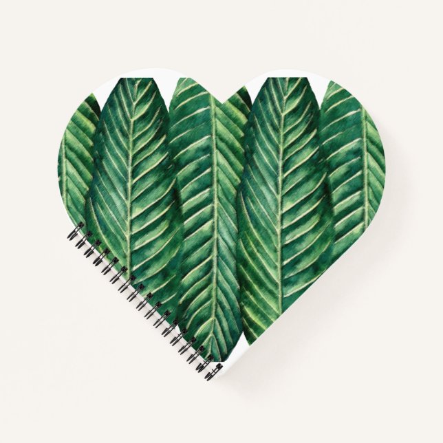 Modernes, tropisches, langblättriges Design Notizbuch (Vorderseite)