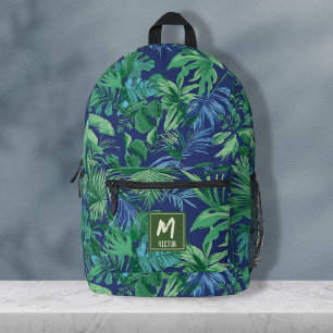 Modernes tropisches Leaf Blue Green Custom Design Bedruckter Rucksack