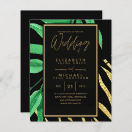 Modernes tropisches Leaf Gold Black Wedding Budget