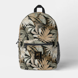 Modernes tropisches Leaf Schwarz & Gold Muster kun Bedruckter Rucksack