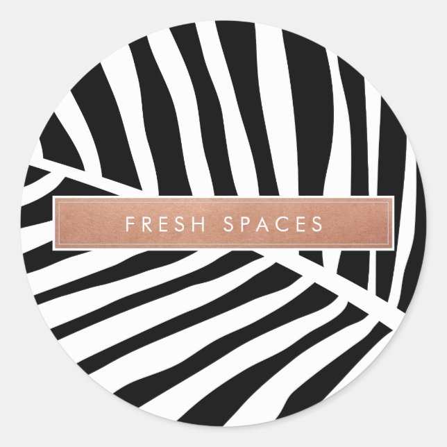 MODERNES TROPISCHES PALM LEAF niedliches Rosengold Runder Aufkleber (Vorderseite)