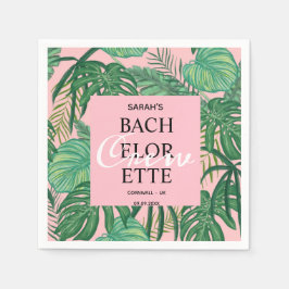 Modernes tropisches Palm Pink Bachelorette Crew Pa Serviette