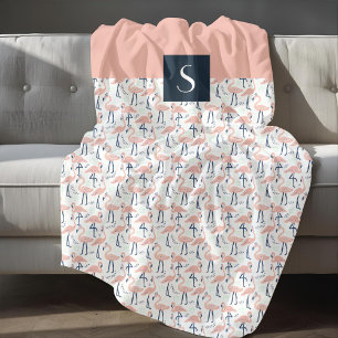 Modernes tropisches Pink Flamingo Muster Fleecedecke