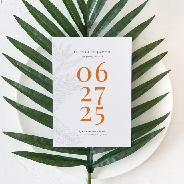Modernes tropisches Save the Date Einladung (Von Creator hochgeladen)