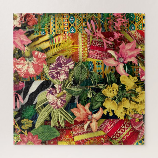 Modernes tropisches Wasserfarbenmuster - Indianerm Puzzle (Vertikal)