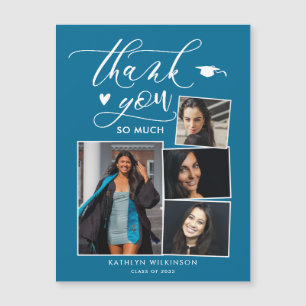 Modernes Türkis 4 Foto Abschluss Vielen Dank Magnetkarte