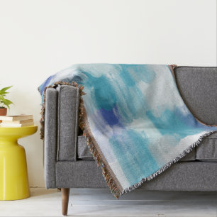 Modernes Türkis & Grau Wasserfarbe Abstrakt Art Decke