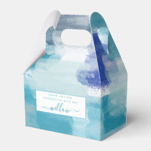 Modernes Türkis & Grau Wasserfarbe Abstrakt Art Geschenkschachtel