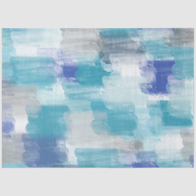 Modernes Türkis & Grau Wasserfarbe Abstrakt Art Seidenpapier (Vorderseite)