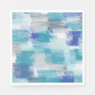 Modernes Türkis & Grau Wasserfarbe Abstrakt Art Serviette