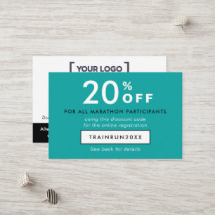 Modernes Türkis-Rabatt-Coupon-Logo QR Rabattkarte