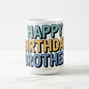 Modernes Türkis und Gelb "HAPPY BIRTHDAY BROTHER" Kaffeetasse