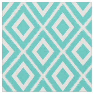 Modernes türkisblaues Ikat-Muster Stoff