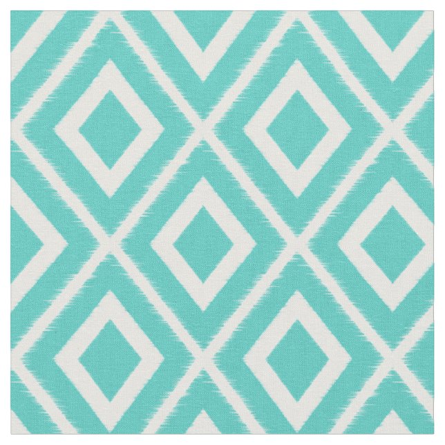 Modernes türkisblaues Ikat-Muster Stoff (Nahaufnahme)