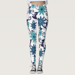 Modernes, türkisfarbenes Blume-Muster Leggings