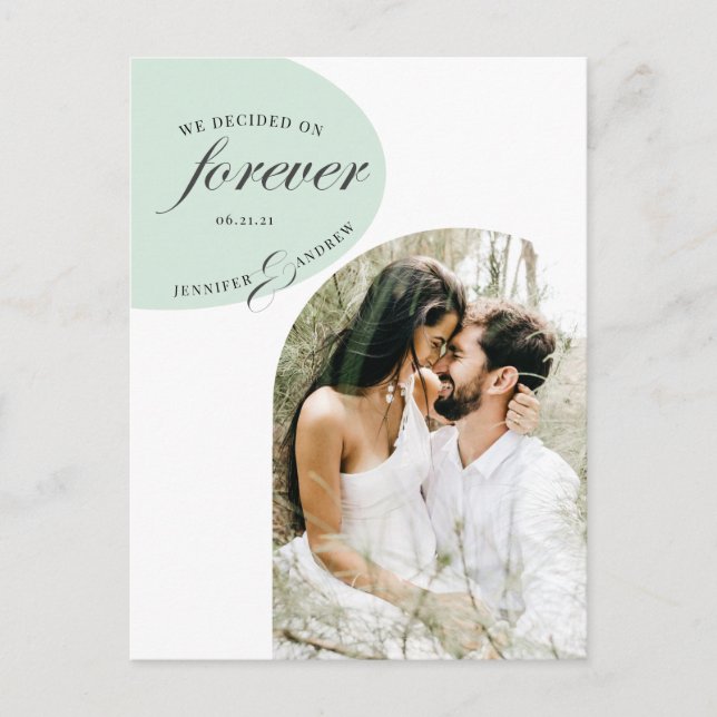 modernes, türkisfarbenes Foto Save the Date Postkarte (Vorderseite)