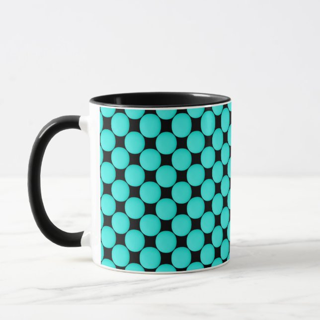 Modernes türkisfarbenes Muster Tasse (Links)