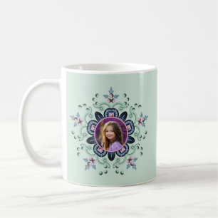 Modernes türkisfarbenes Rosa Mandala Doodles Foto Kaffeetasse