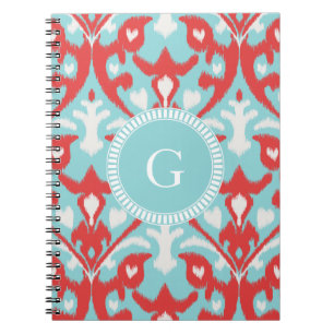 Modernes, türkisfarbenes Rotkatzenmuster Notizblock