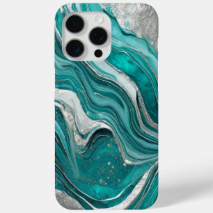 Modernes türkisfarbenes Silber Eleganter Marmor Case-Mate iPhone Hülle