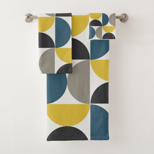 Modernes Turmer Gunmetal und blau aus dem Mittelal Badhandtuch Set (Insitu)