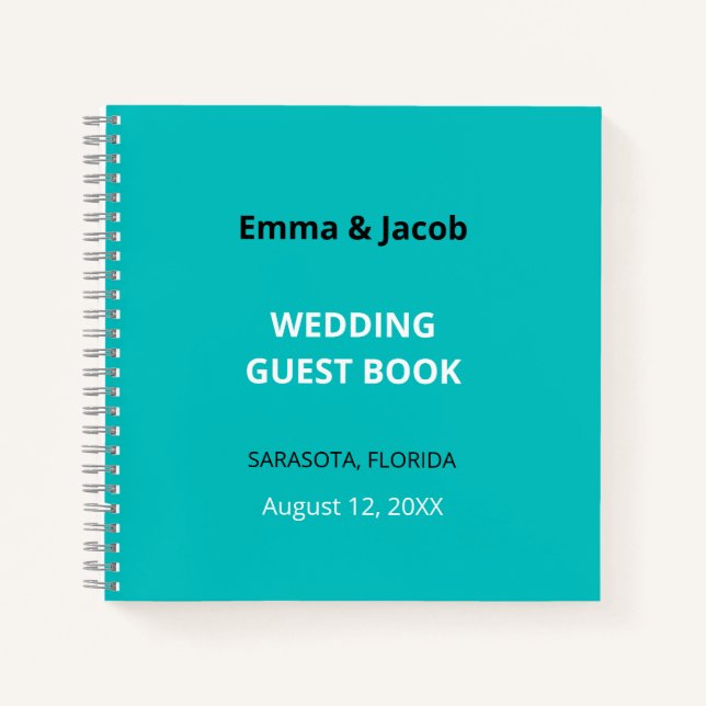 Modernes Turquoise WedgeGuest Book Notizbuch (Vorderseite)