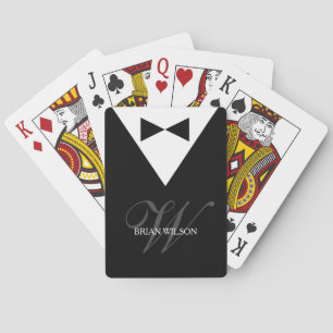 Modernes Tuxedo-Template   Eleganter Monogramm-Pok Spielkarten