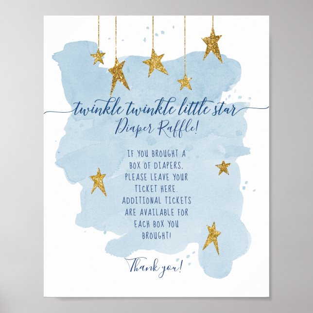 Modernes Twinkle Little Star Blue Diaper Raffelzei Poster (Vorne)