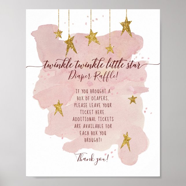 Modernes Twinkle Little Star Pink Wineller Raffelz Poster (Vorne)