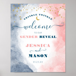 Modernes Twinkle Twinkle Gender Reveal Begrüßungsz Poster